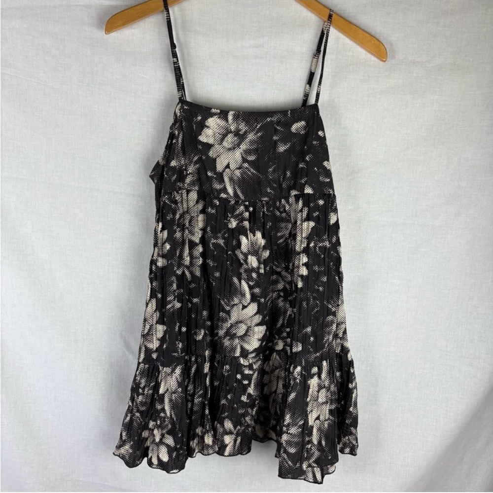 Urban Outfitters Lucia Black Floral Tiered Mini Dress